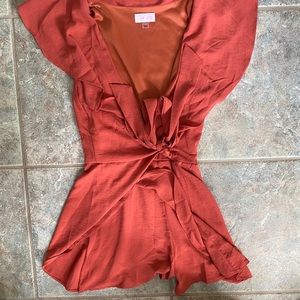 Pink lily boutique peach romper